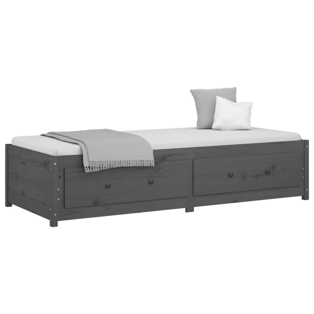vidaXL Slaapbank 90x190 cm massief grenenhout grijs afbeelding