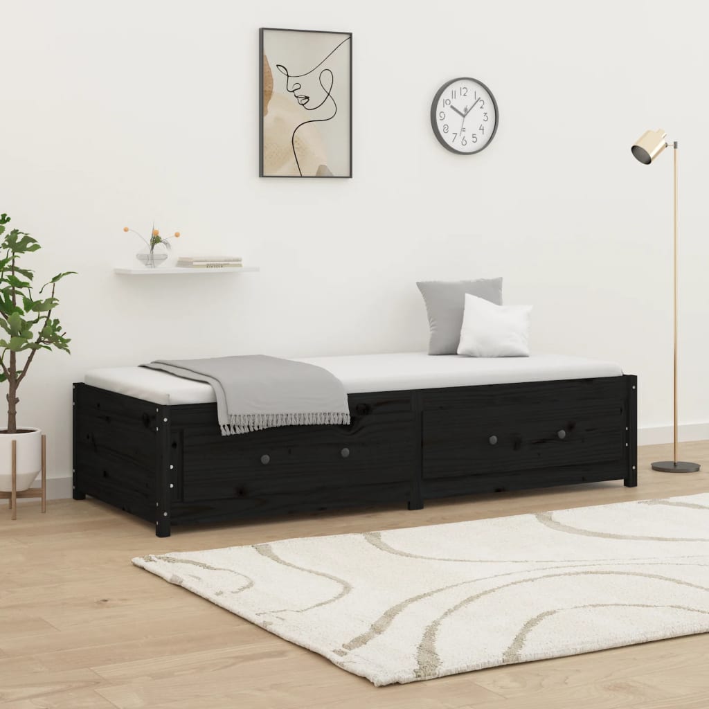 vidaXL daybed 90x190 cm Single massivt fyrretræ sort