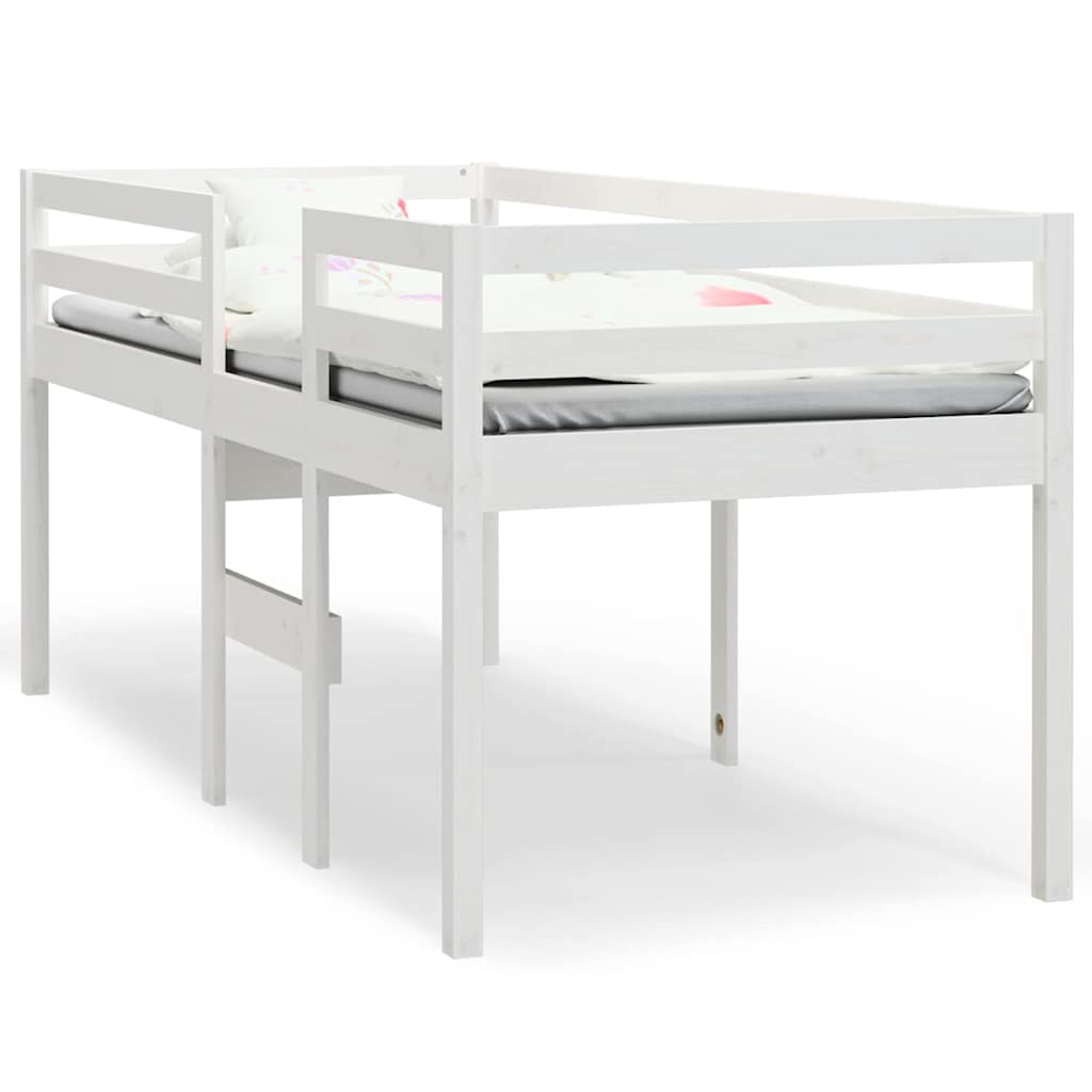 E-shop vidaXL Vysoká posteľ biela 90x200 cm borovicový masív