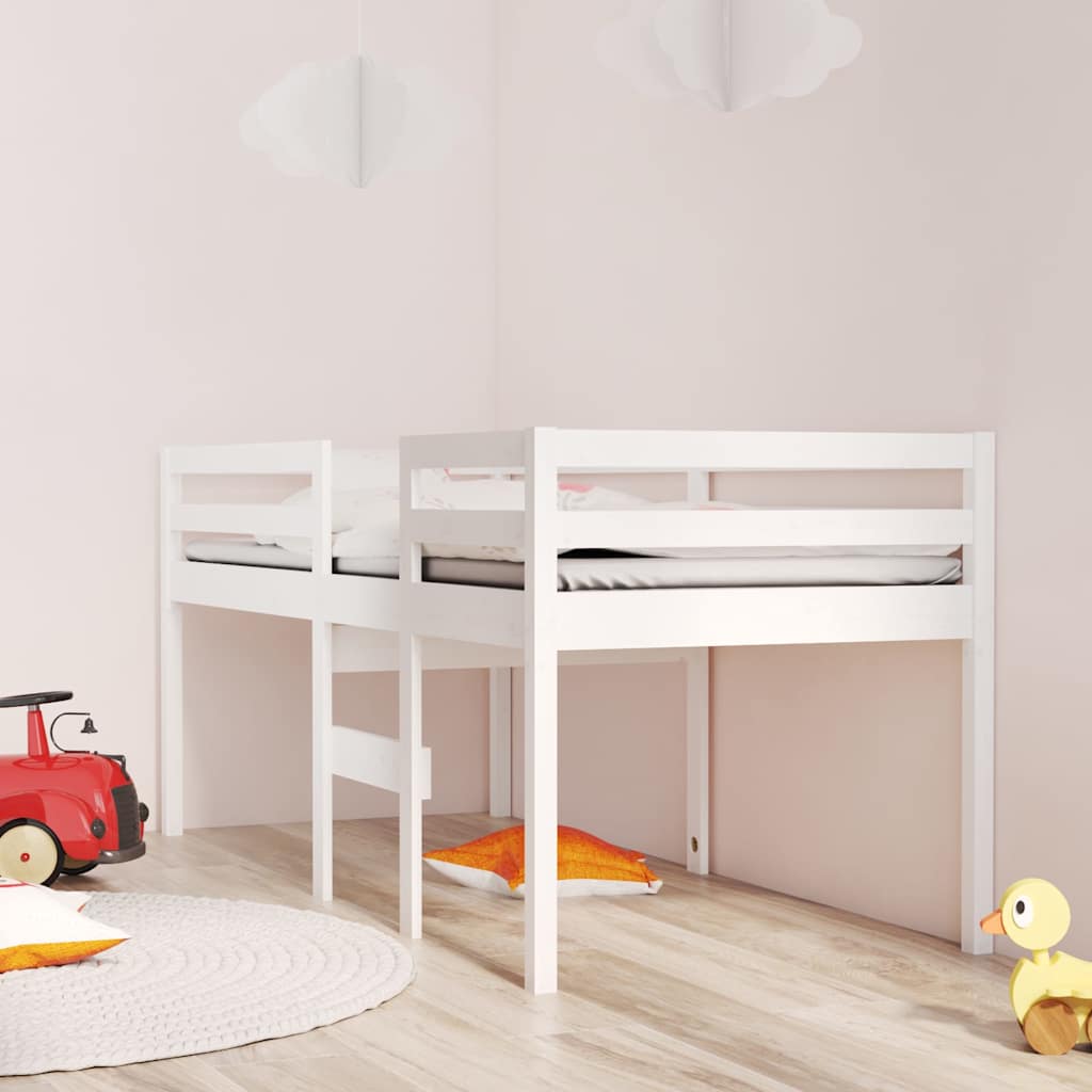 vidaXL højseng 90x200 cm massivt fyrretræ hvid