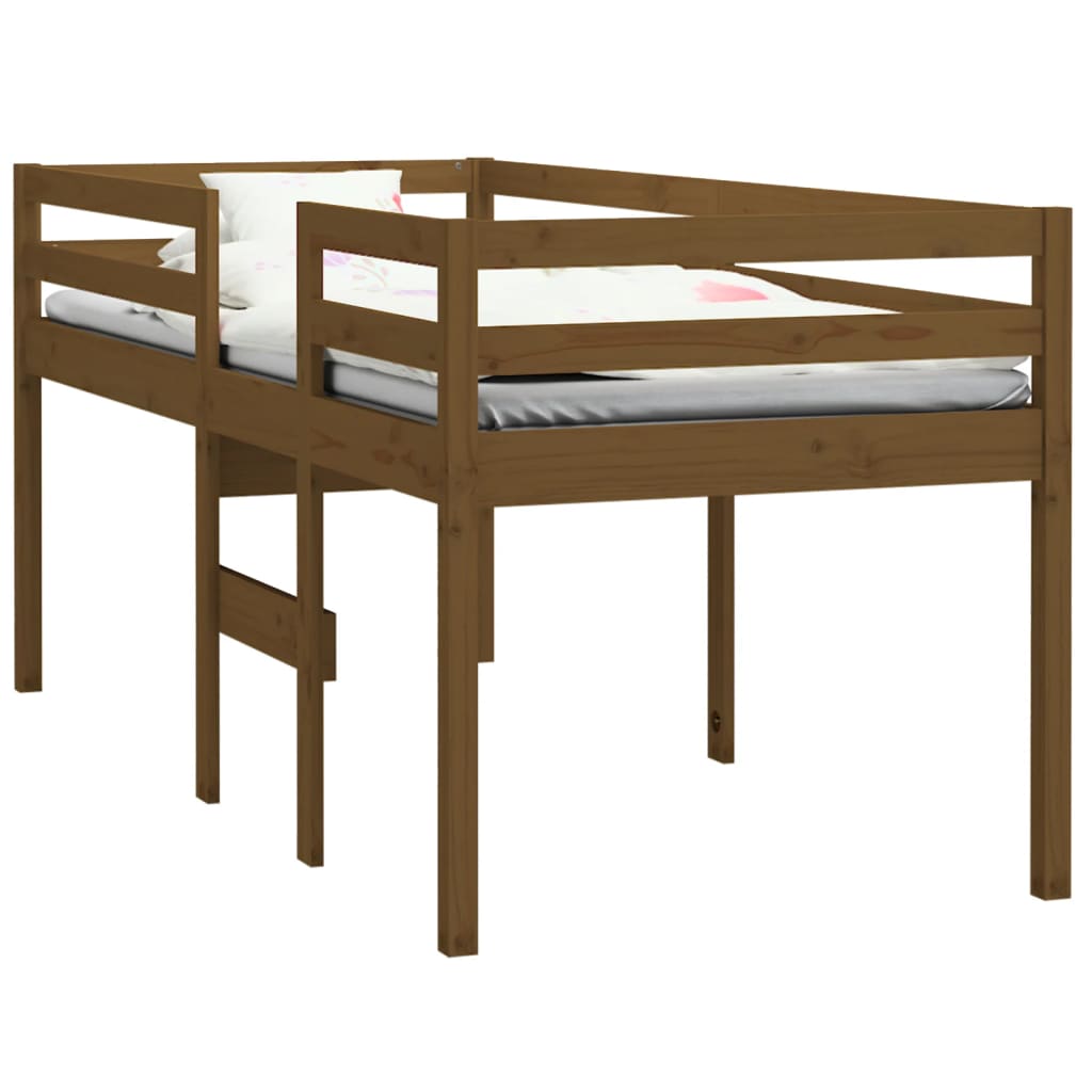 Thumbnail - vidaXL Hochbett Honigbraun 90x200 cm Massivholz Kiefer