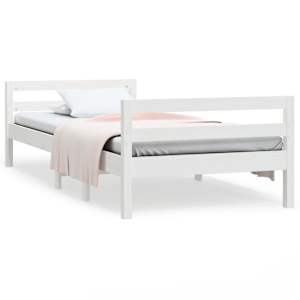 vidaXL voodiraam ilma madratsita, valge, 90 x 200 cm, m&auml;nnipuit