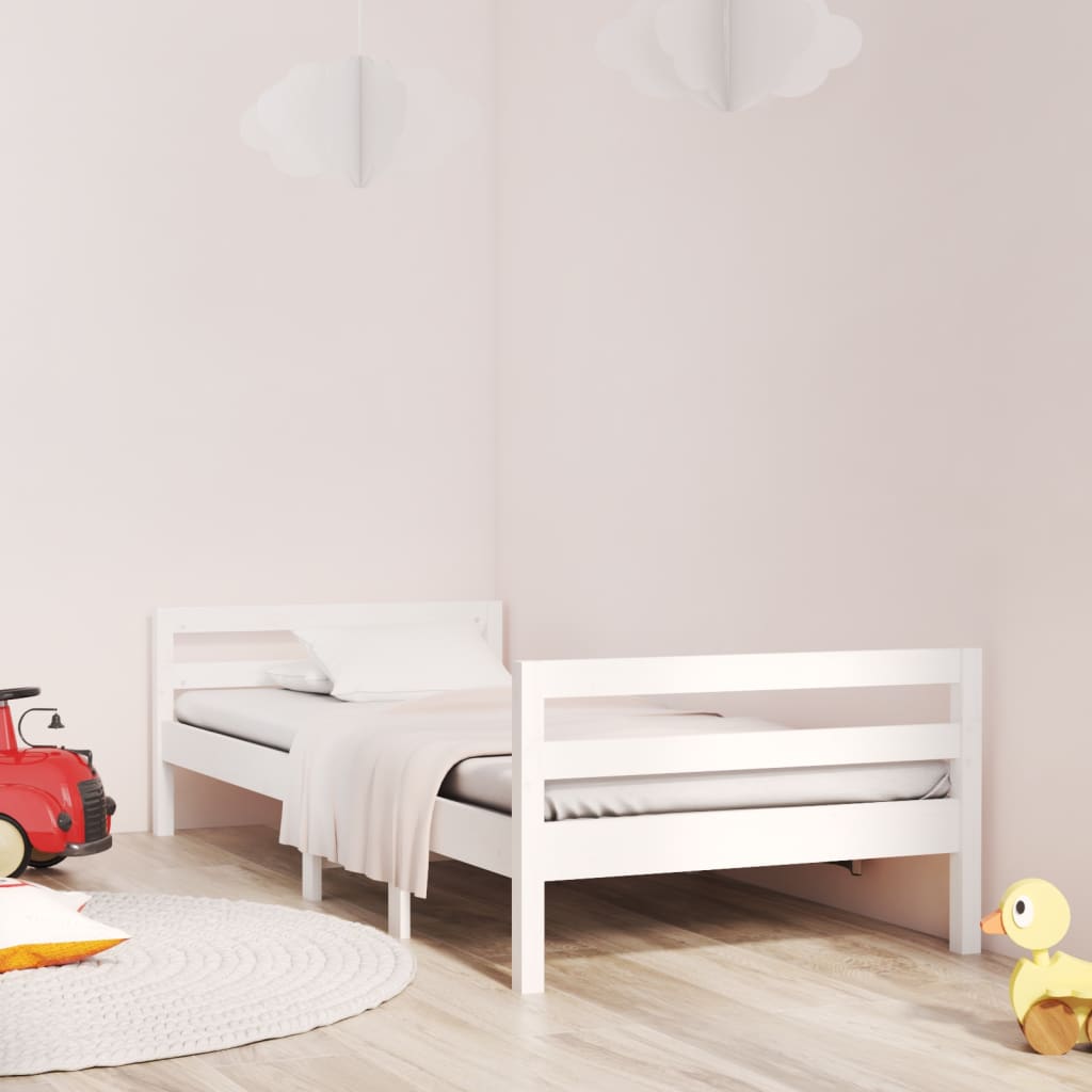 vidaXL Massivholzbett ohne Matratze Weiß 90x200 cm Kiefernholz