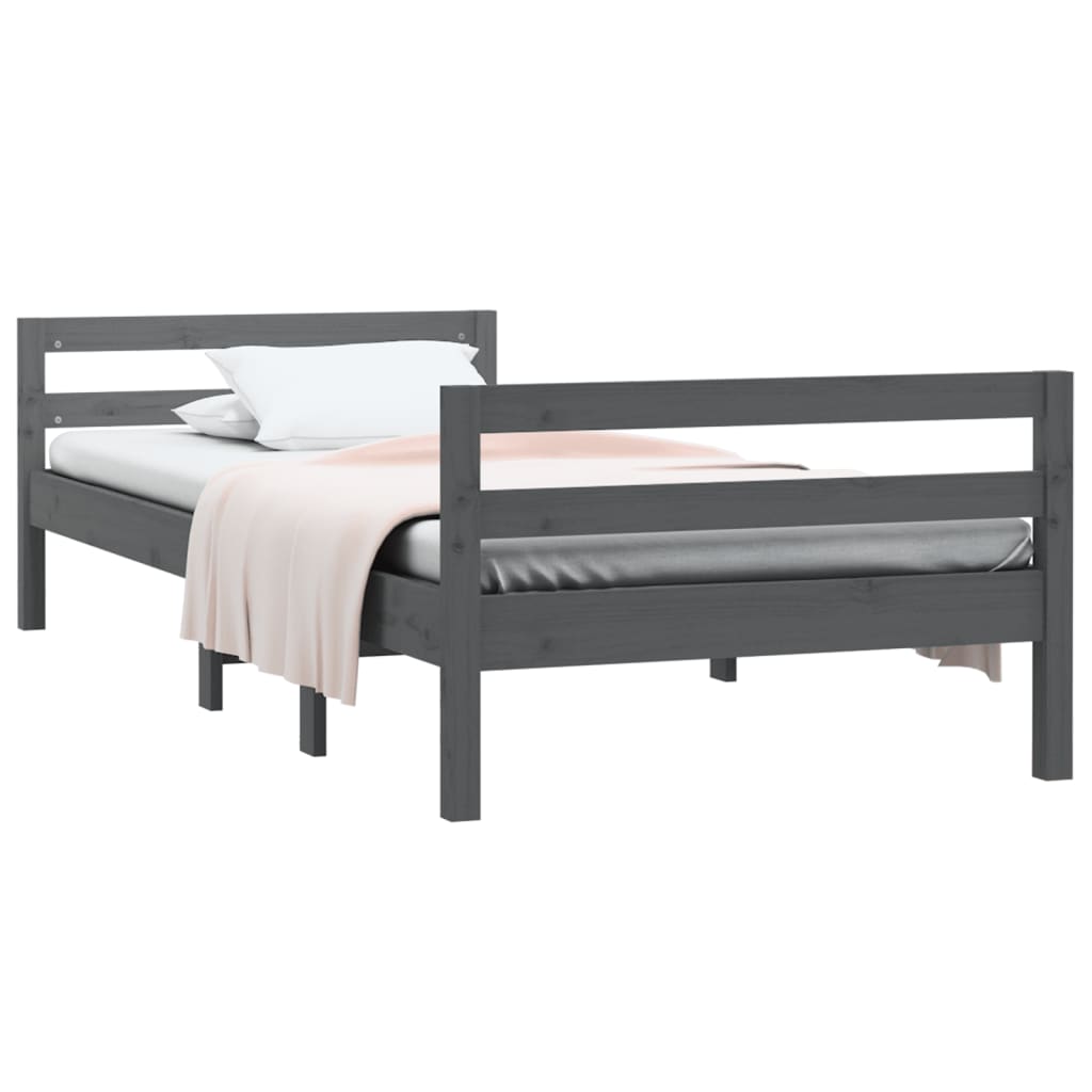 vidaXL Bedframe massief grenenhout grijs 90x200 cm afbeelding