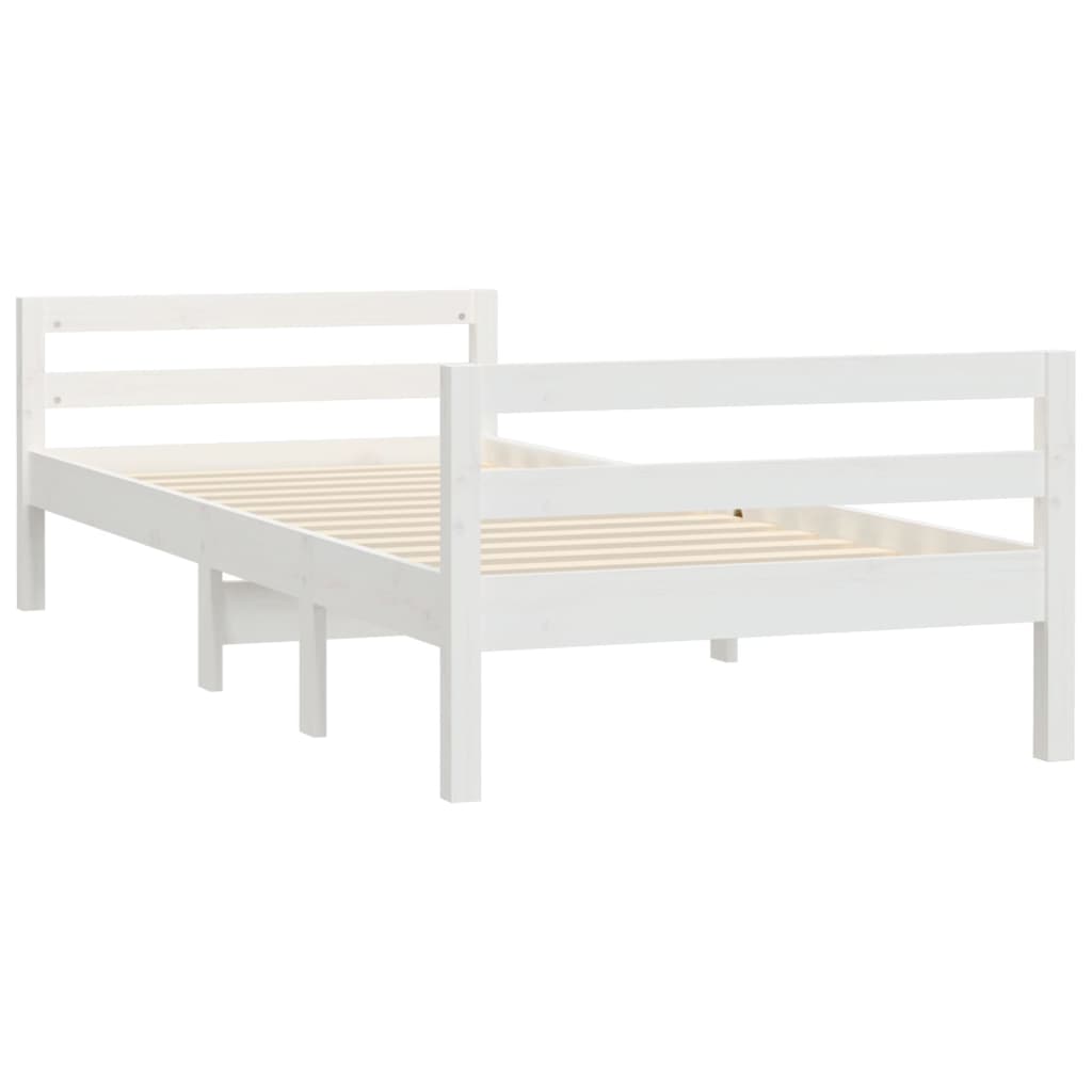 Cadru de pat, alb, 90x190 cm, lemn masiv de pin