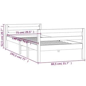 Rám postele černý 75 x 190 cm masivní borové dřevo - obrázek 8