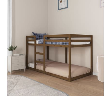 vidaXL Dviauk&scaron;tė lova, medaus ruda, 90x190cm, pu&scaron;ies medienos masyvas