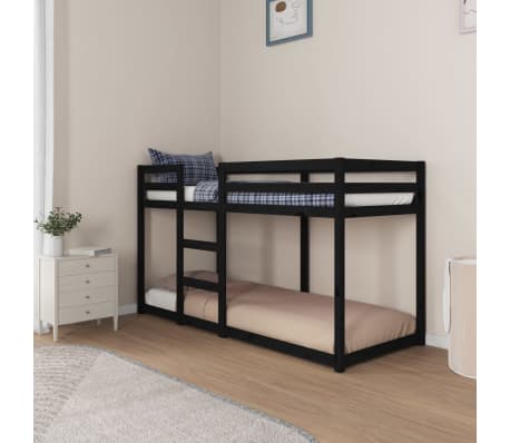 vidaXL Bunk Bed without Mattress Black 75x190 cm Small Single Solid Wood Pine