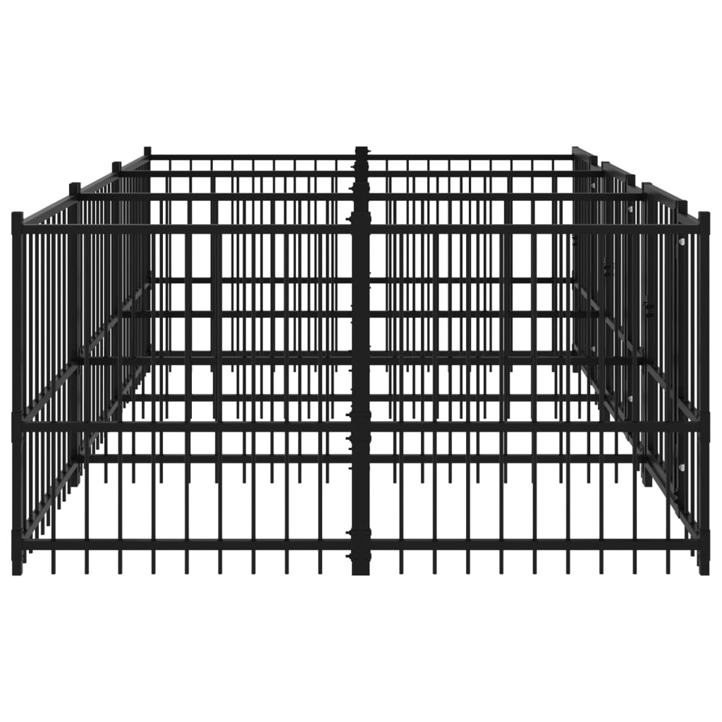 Chenil d’extérieur en acier noir pour chien - 3 chenils individuels modulables – Panneaux à barreaux – 291 x 193,5 x 100 cm – 6 m²