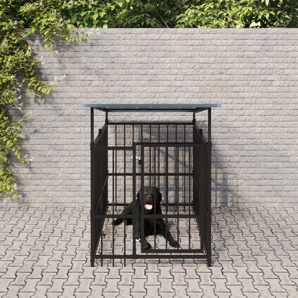 vidaXL Padoc pentru câini de exterior cu acoperiș, 1,88 m², oțel 188