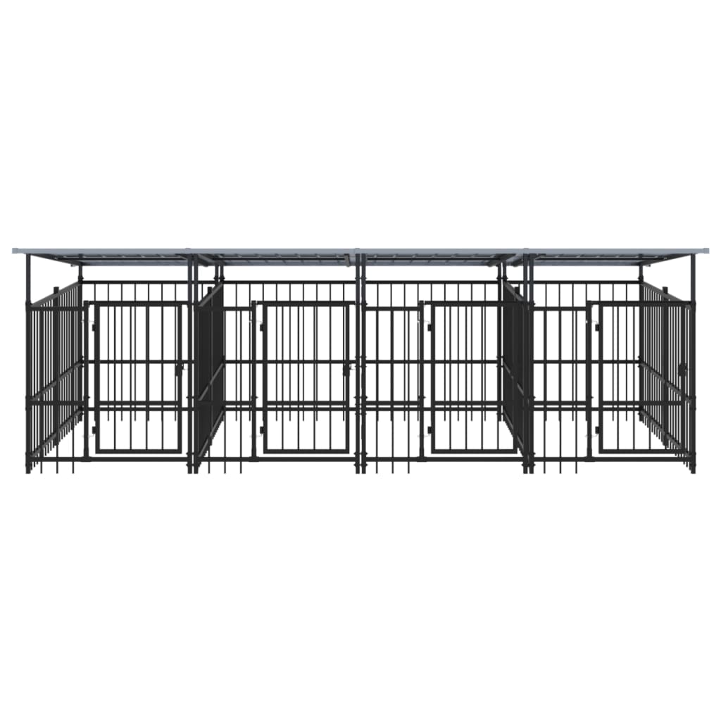 vidaXL Hondenkennel met dak 7,51 m² staal afbeelding