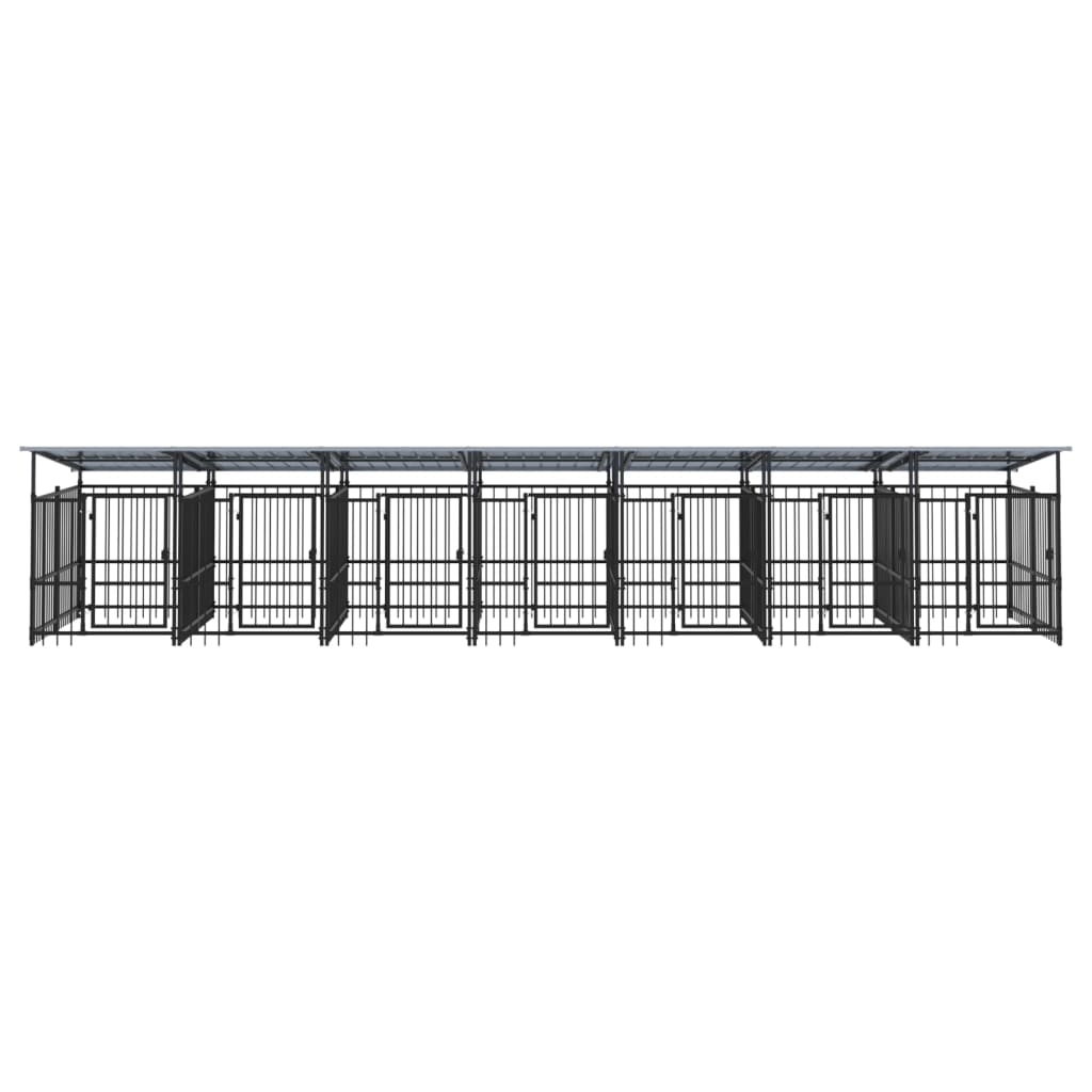 vidaXL Outdoor-Hundezwinger mit Dach Stahl 13,14 m²