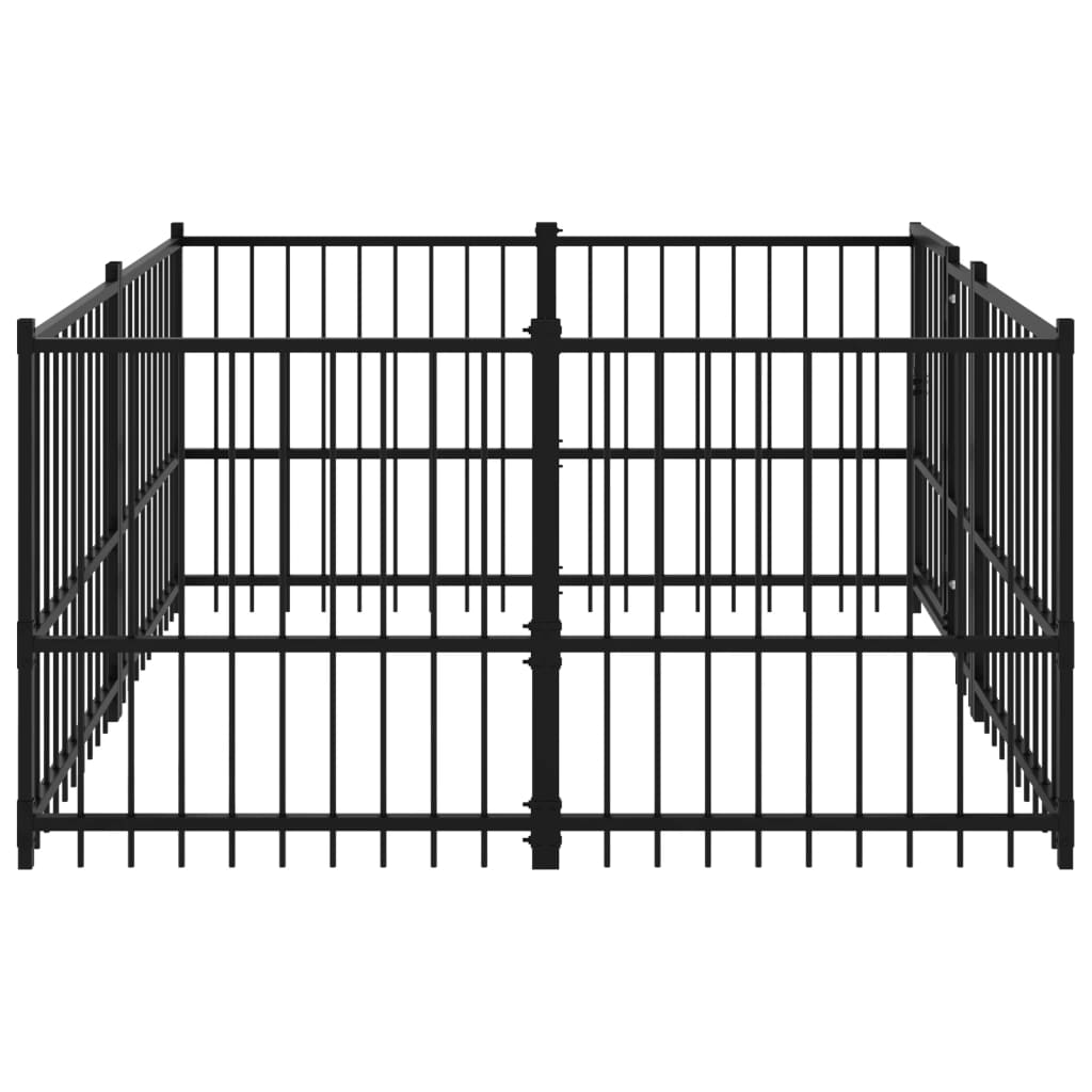 Chenil d'extérieur en acier noir pour chien - Panneaux à barreaux - 194 x 193,5 x 100 cm - 4 m²