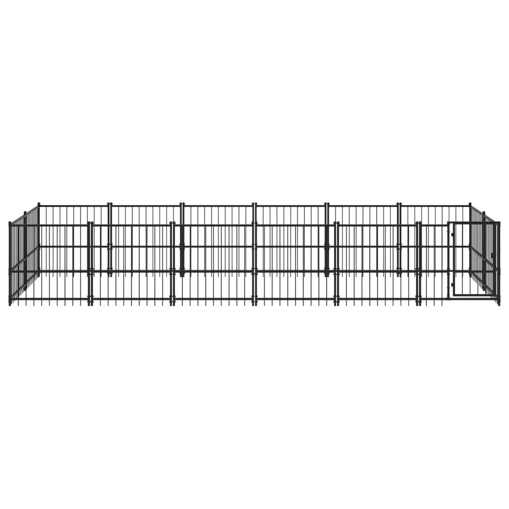 Chenil d'extérieur en acier noir pour chien - Panneaux à barreaux - 582 x 193,5 x 100 cm - 11 m²