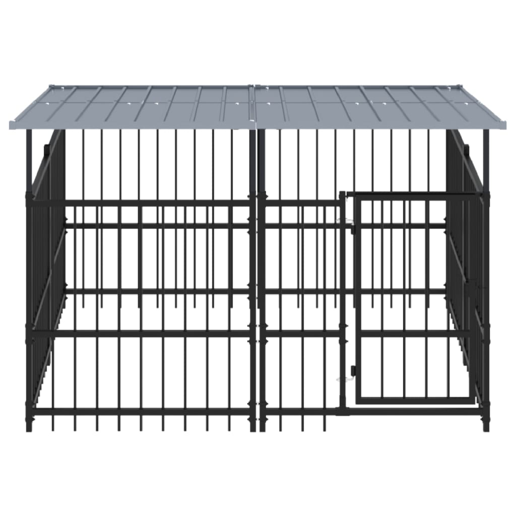 vidaXL Outdoor Dog Kennel with Roof Steel 3.75 m²