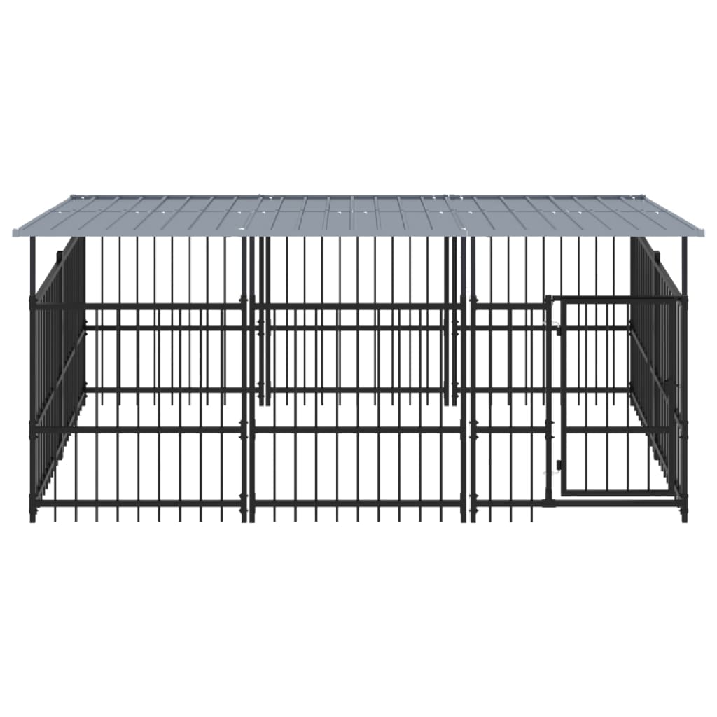 vidaXL Outdoor Dog Kennel with Roof Steel 5.63 m²