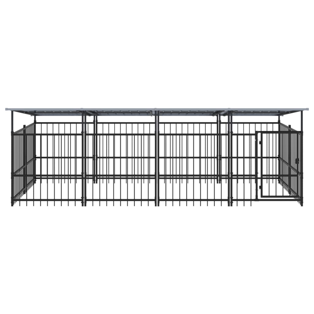vidaXL Hondenkennel met dak 7,51 m² staal afbeelding