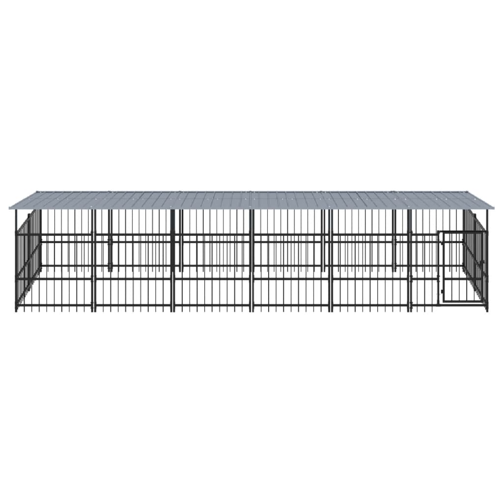 vidaXL Hondenkennel met dak 11,26 m² staal afbeelding