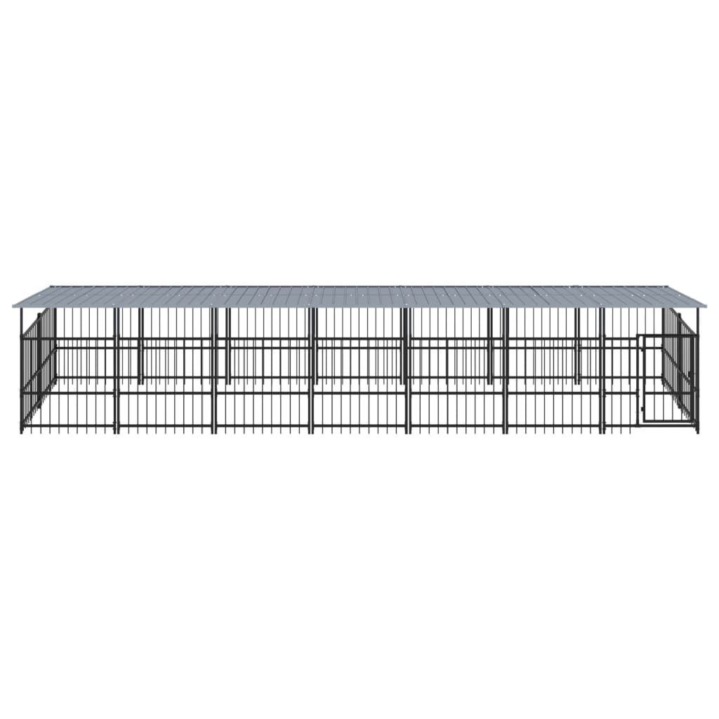 vidaXL Hondenkennel met dak 13,14 m² staal afbeelding