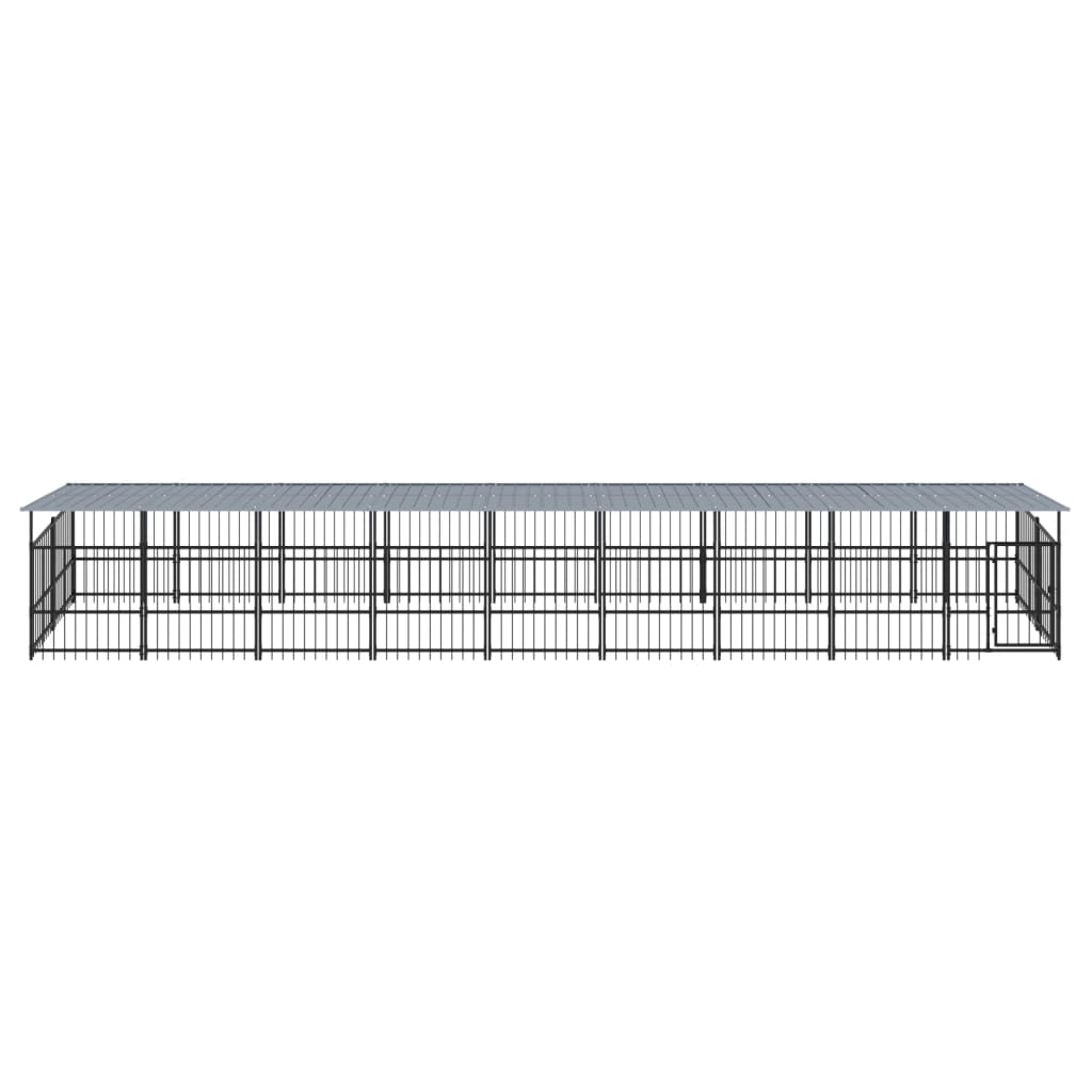 vidaXL Hondenkennel voor buiten met dak 16,89 m² staal afbeelding