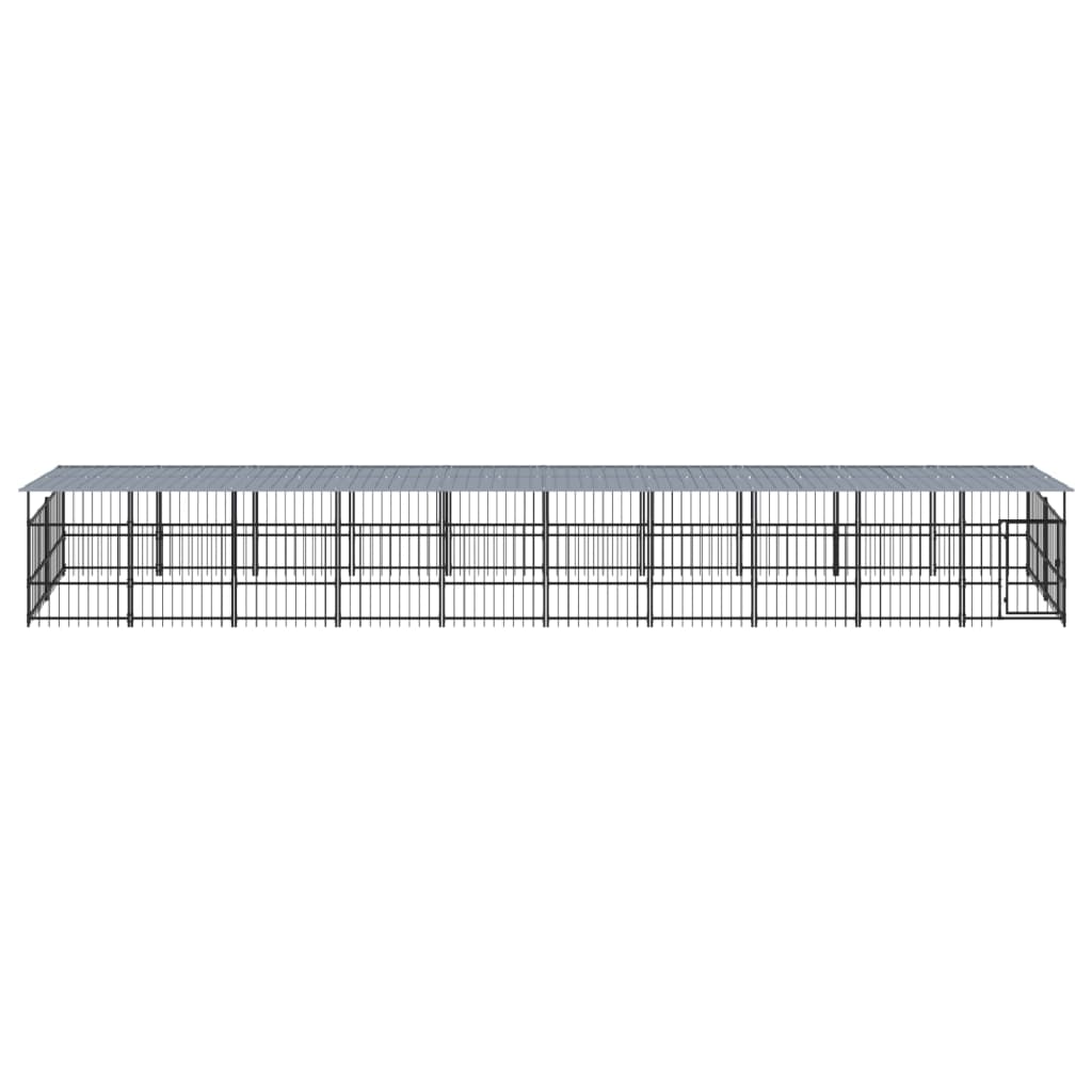 vidaXL Hondenkennel met dak 18,77 m² staal afbeelding