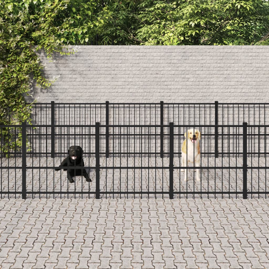 vidaXL Padoc pentru câini de exterior, 19,76 m², oțel