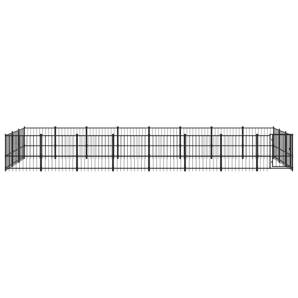 Chenil d'extérieur en acier noir pour chien - Panneaux à barreaux - 776 x 291 x 100 cm - 23 m²