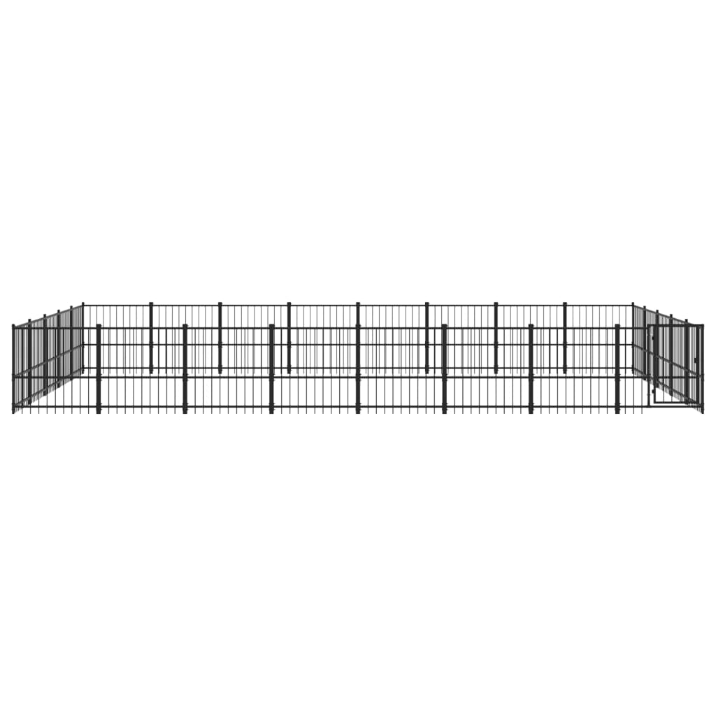 Chenil d'extérieur en acier noir pour chien - Panneaux à barreaux - 776 x 485 x 100 cm - 38 m²