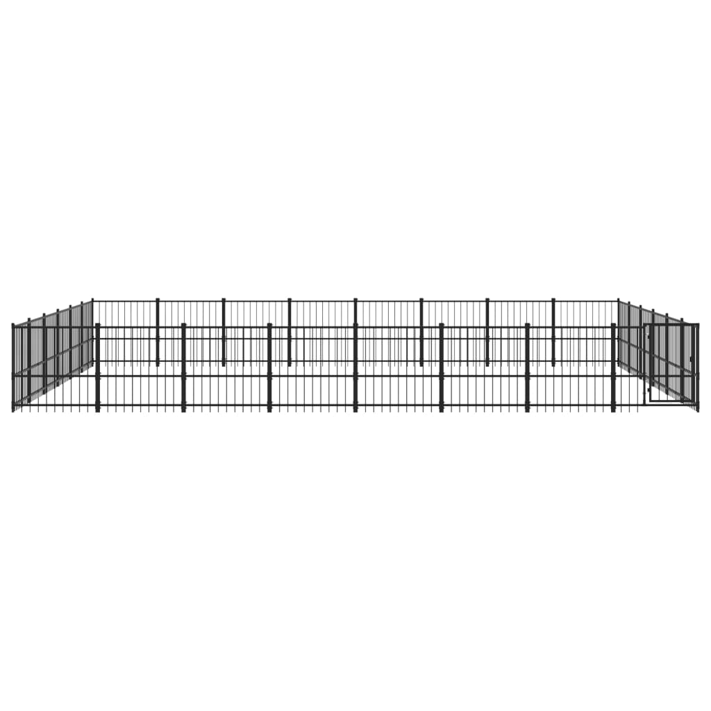 Chenil d'extérieur en acier noir pour chien - Panneaux à barreaux - 776 x 582 x 100 cm - 45 m²