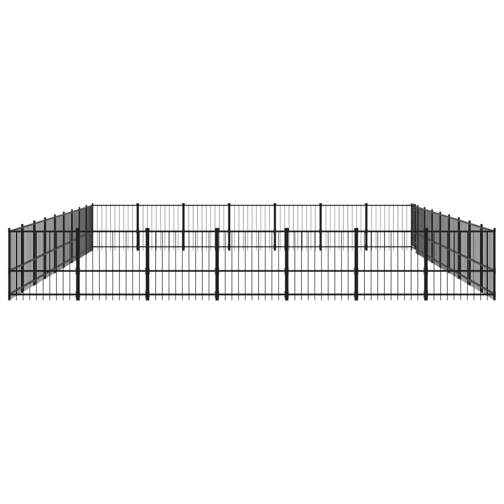 Chenil d'extérieur en acier noir pour chien - Panneaux à barreaux - 873 x 679 x 100 cm - 59 m²