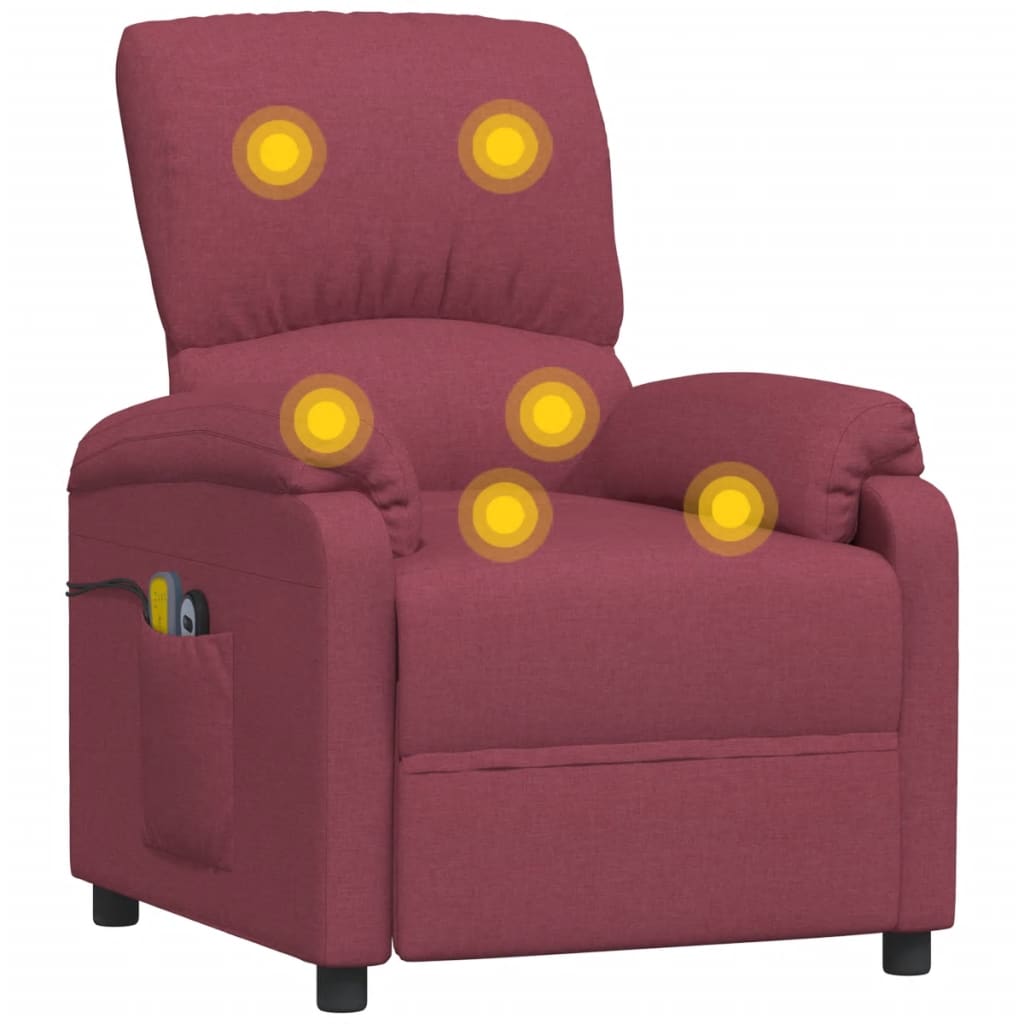 Изправящ масажен стол, виненочервен, текстил