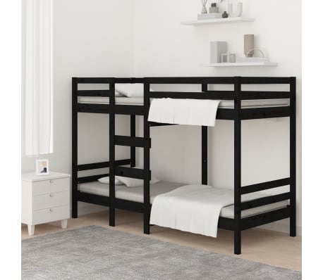 vidaXL K&oslash;yeseng svart 90x200 cm heltre furu