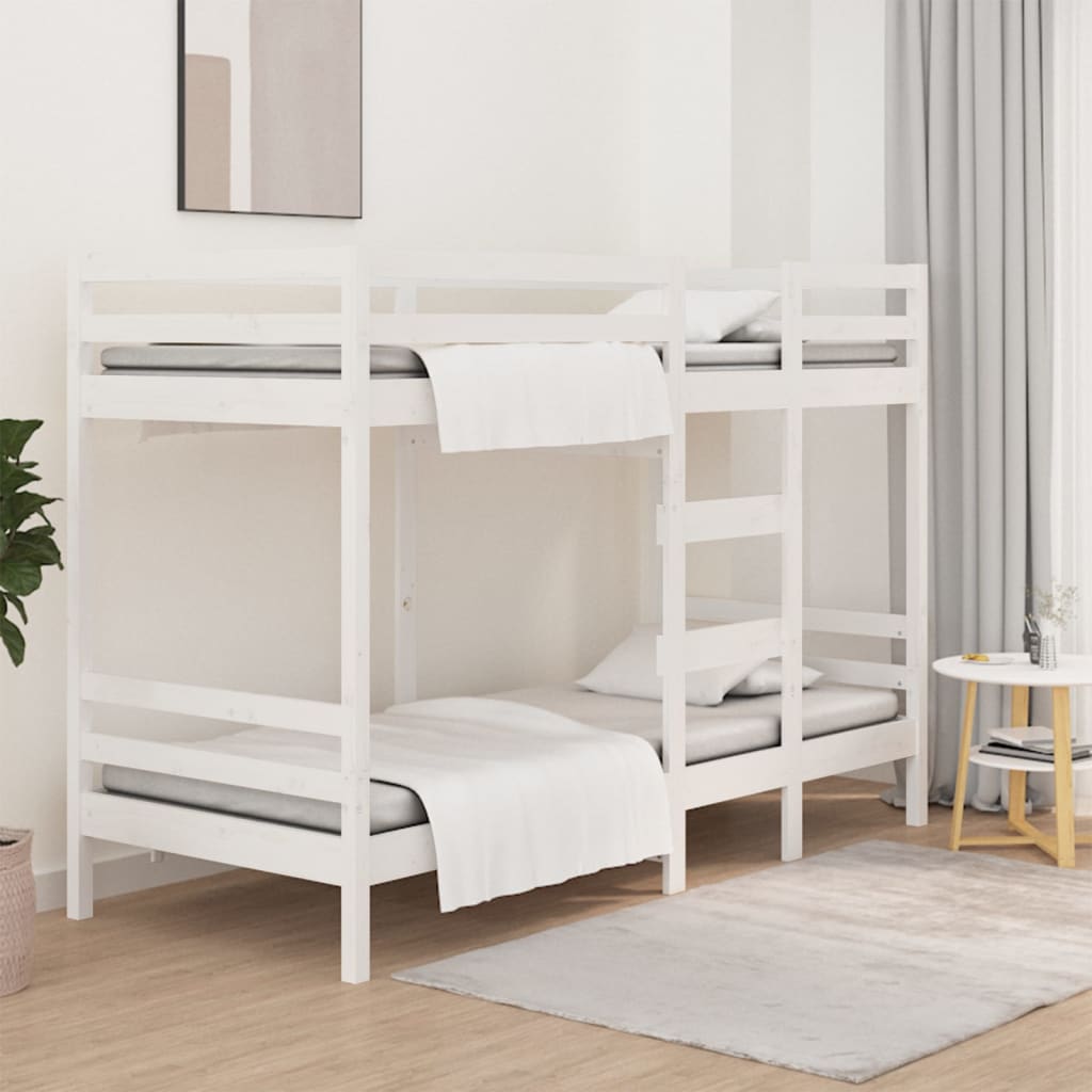 Patrová postel bílá 80 x 200 cm masivní borové dřevo