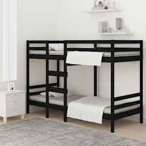 vidaXL Bunk Bed without Mattress Black 75x190 cm Small Single Solid Wood Pine