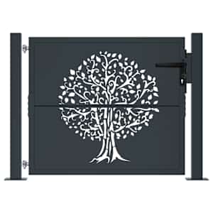 vidaXL Gartentor Anthrazit 105x105 cm Stahl Baum-Design