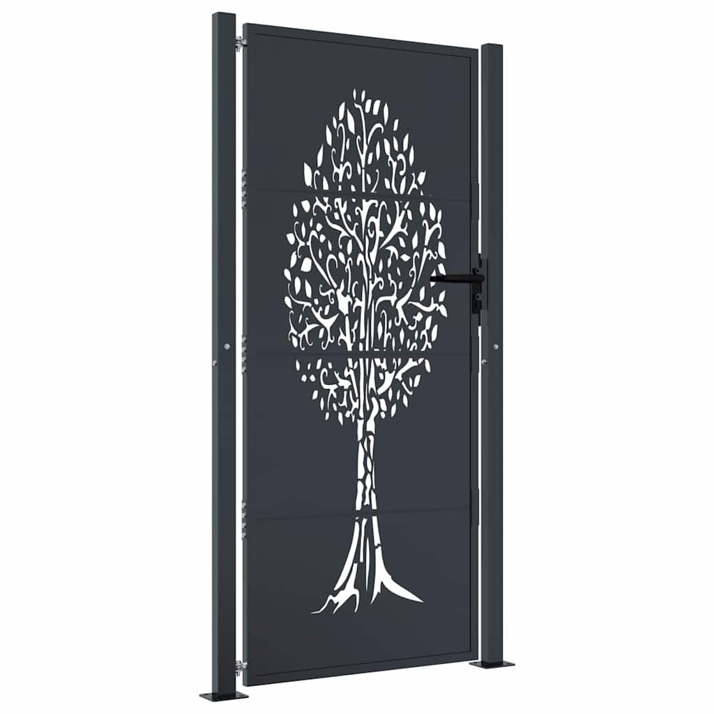 vidaXL Zahradní branka antracitová 100 x 200 cm ocelová, design stromu