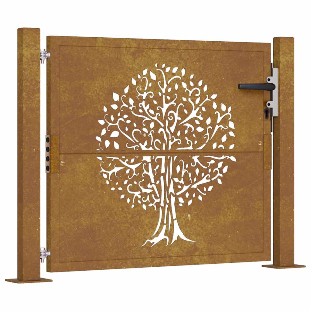 vidaXL Zahradní branka 105 x 80 cm cortenová ocel Strom