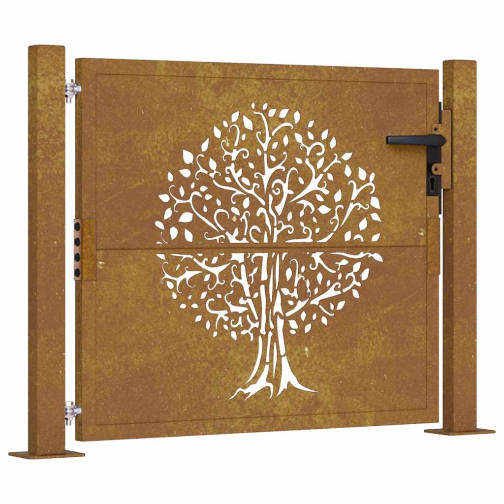 vidaXL Zahradní branka 100 x 100 cm z cortenové oceli, design stromu