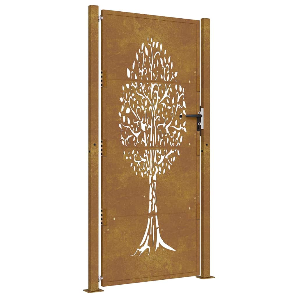 vidaXL Zahradní branka 105 x 205 cm cortenová ocel design stromu