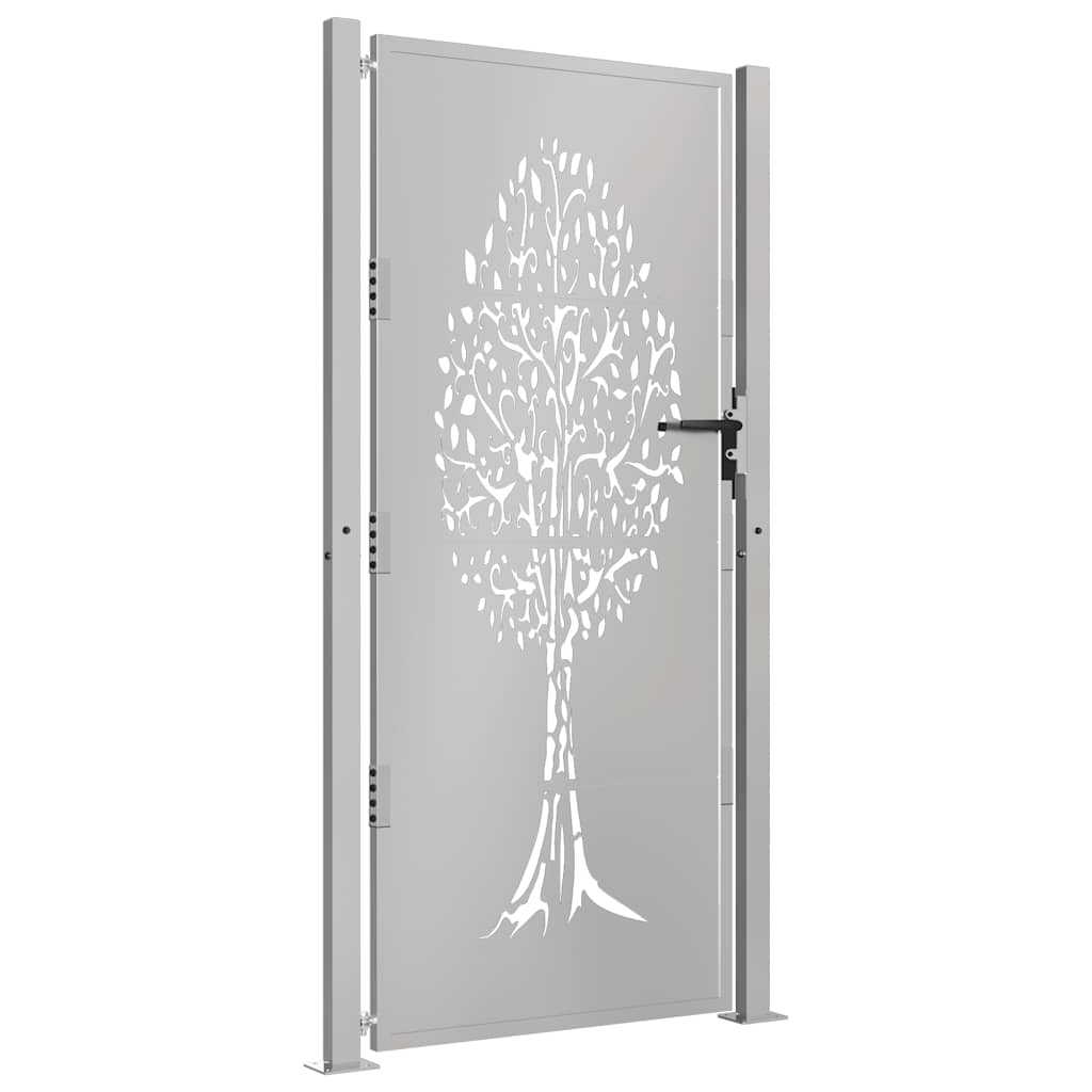 vidaXL Poort 105x205 cm cortenstaal boom ontwerp afbeelding