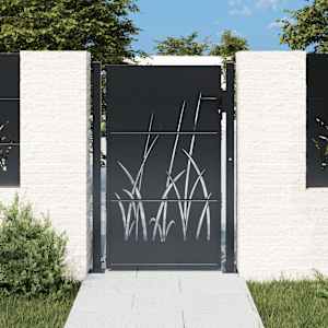 Vrtna vrata antracitna 100x125 cm jekleni dizajn s travo