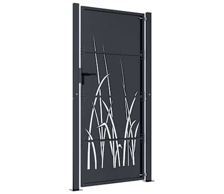 Abschließbares Gartentor Anthrazit - 105x180cm Stahl Bambus Design