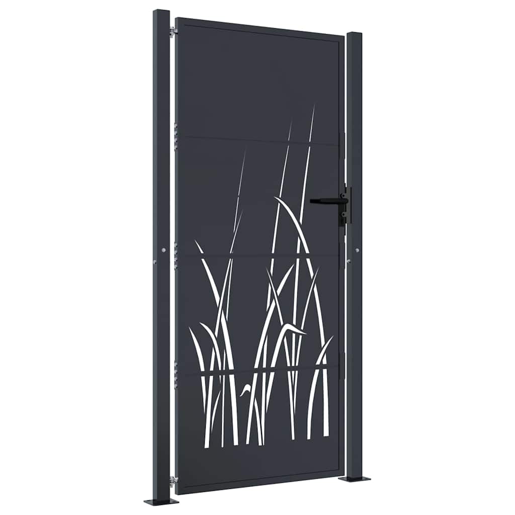 vidaXL Zahradní branka antracitová 100 x 200 cm ocelová, design trávy