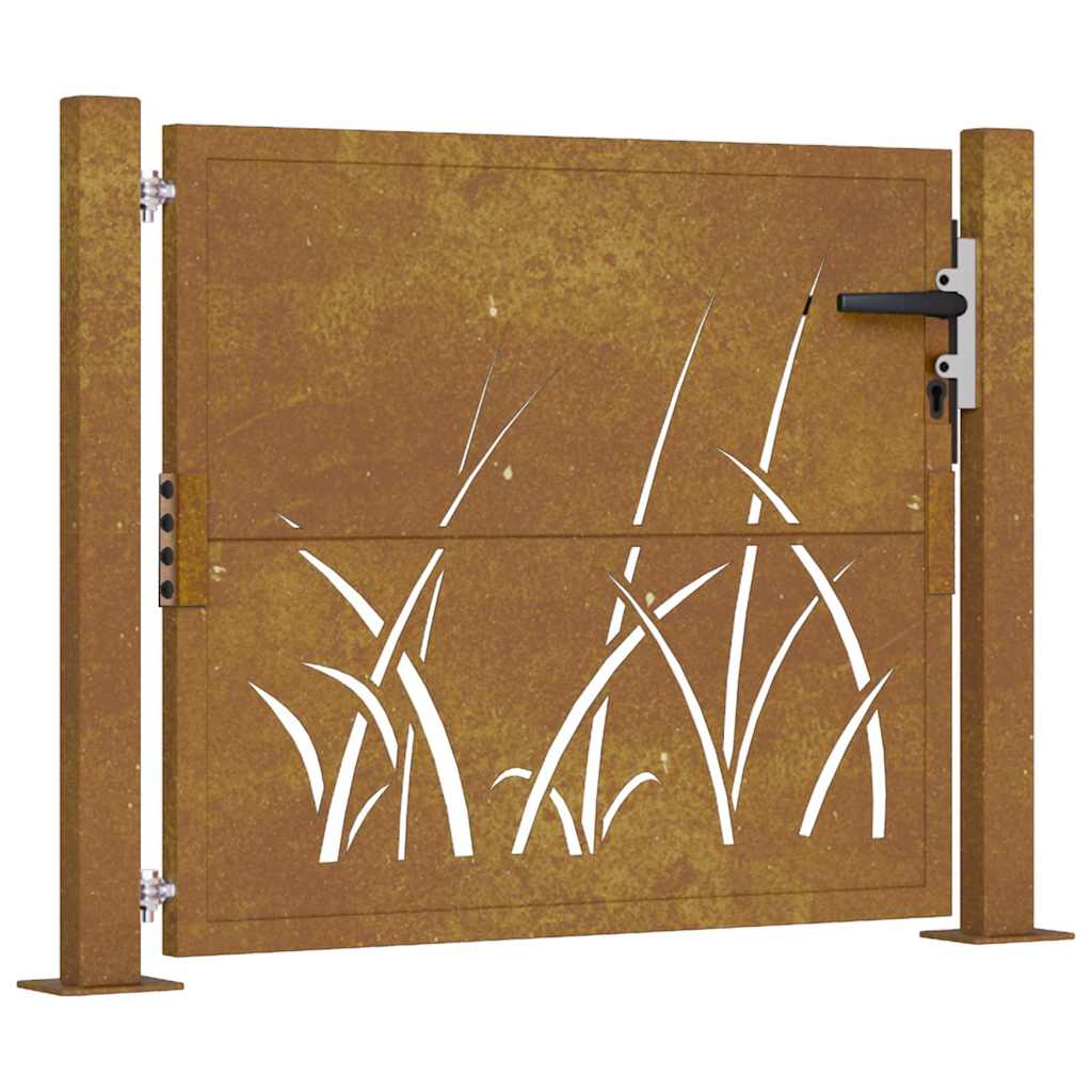 vidaXL Zahradní branka 105 x 80 cm cortenová ocel Tráva