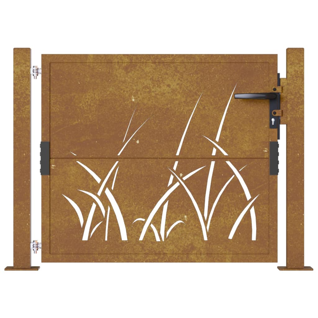 fűmintás corten acél kerti kapu 105 x 80 cm
