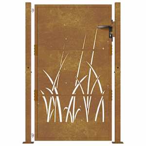 Zahradní branka 100 x 125 cm z corten oceli, design s trávou - obrázek 4