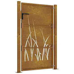 Zahradní branka 100 x 125 cm z corten oceli, design s trávou - obrázek 5