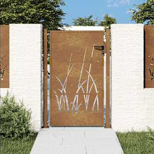 Zahradní branka 100 x 125 cm z corten oceli, design s trávou