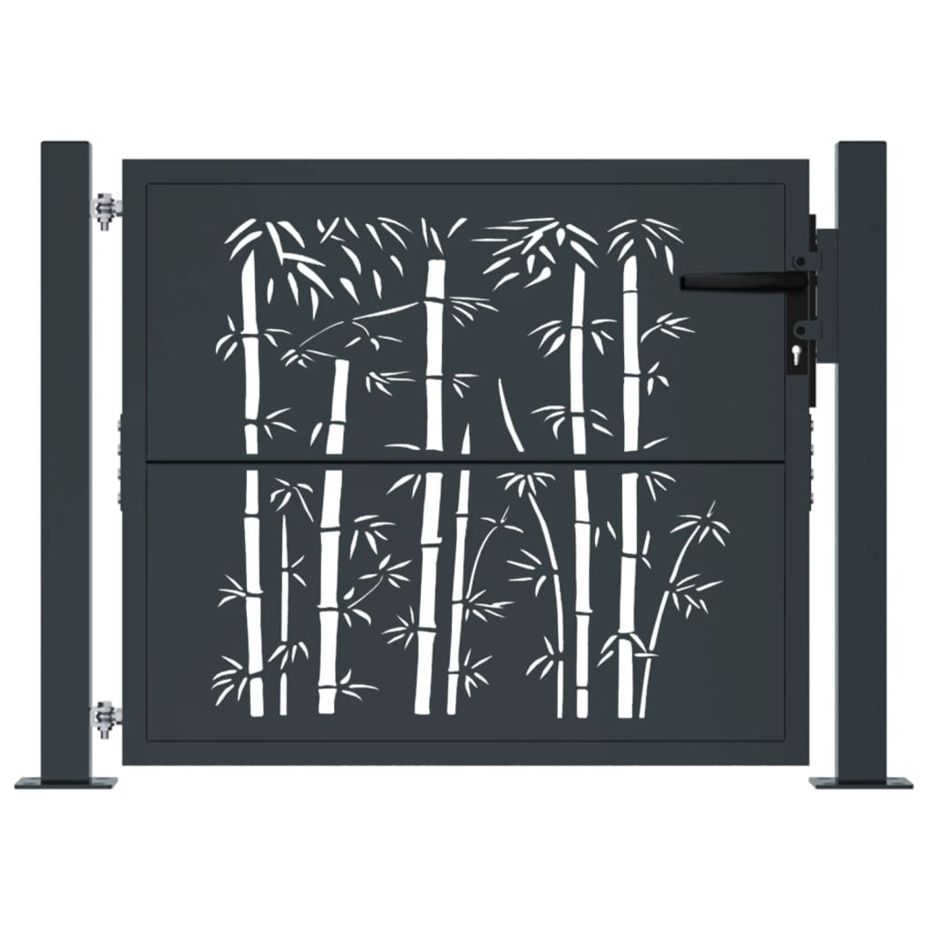 vidaXL Poort met bamboe-ontwerp 105x105 cm staal antracietkleurig afbeelding