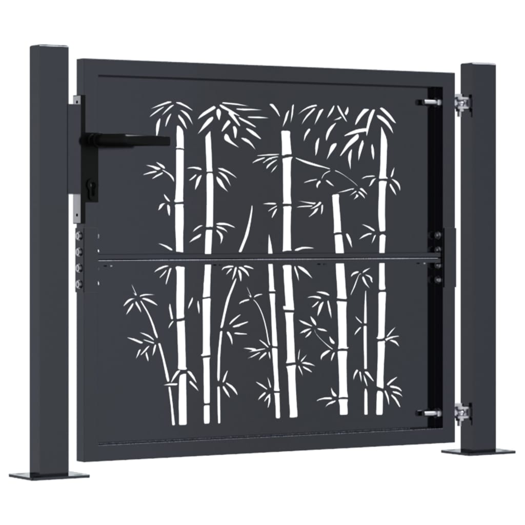 Poartă pentru grădină, antracit, 105x105 cm, oțel, model bambus